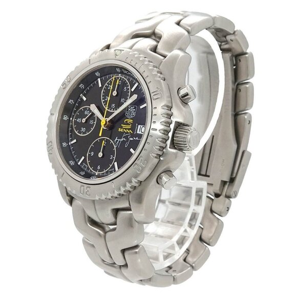 TAG Heuer Link Chronograph CT2115 Ayrton Senna Black Dial Mens Watch 90251020 - Picture 2 of 7